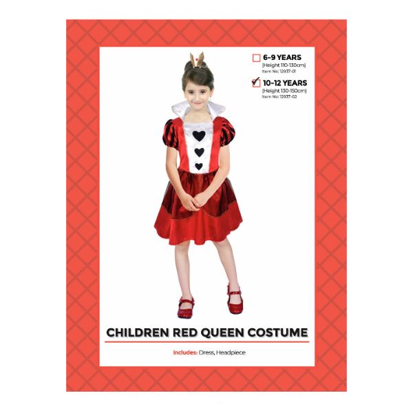 Children Red Queen Costume - 10 - 12 Years