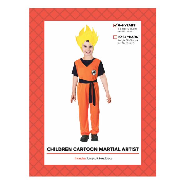 Children Cartoon Martial Artist Costume - 6 - 9 Years