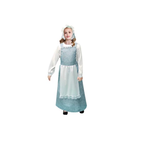 Children Blue Pioneer Maid Costume - 6 - 9 Years
