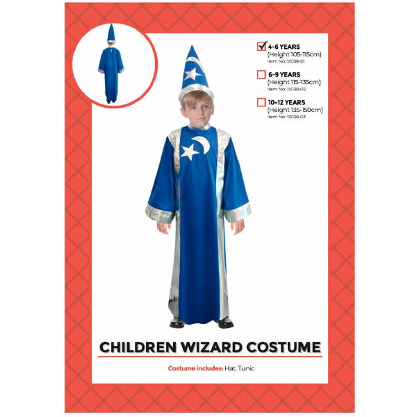 Children Wizard Costume - 4 - 6 Years
