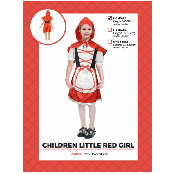 Children Little Red Costume - 4 - 6 Years