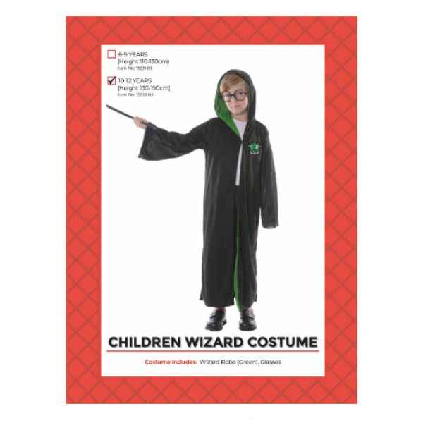 Children Green Wizard Costume - 10 - 12 Years