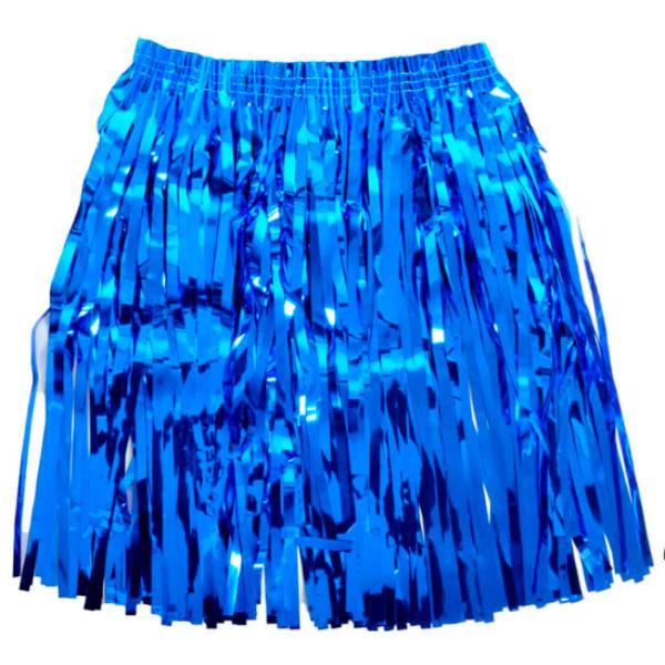 Adult Metallic Blue Tinsel Fringe Skirt - 40cm