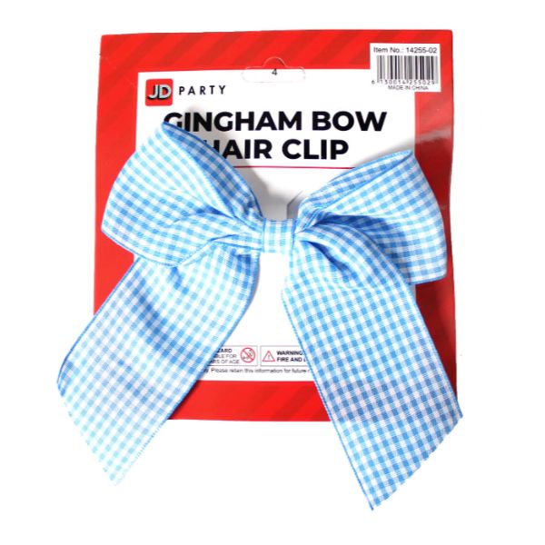 Blue Gingham Bow Hair Clip
