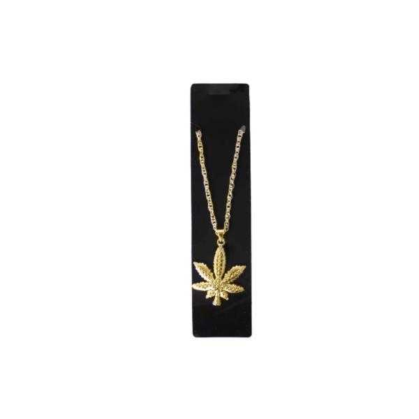 Gold Metal Hemp Leaf Necklace