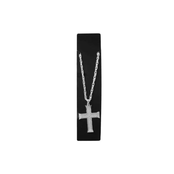 Silver Metal Plain Cross Necklace