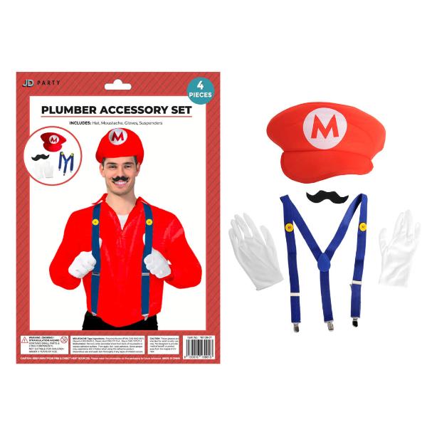 4 Pack Red Plumber Accessory Set