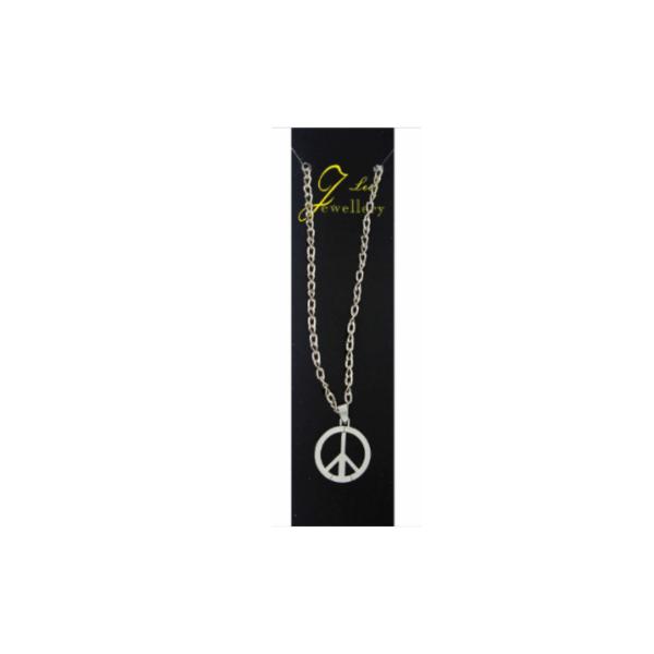 Silver Metal Peace Sign Necklace