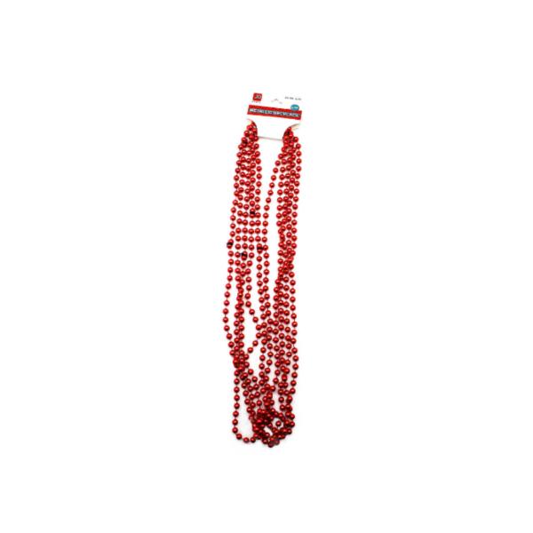 5 Pack Red Metallic Beaded Necklace