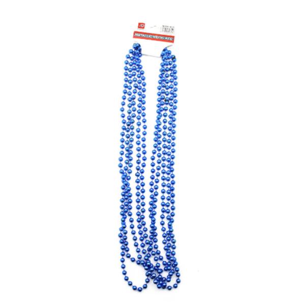 5 Pack Blue Metallic Beaded Necklace