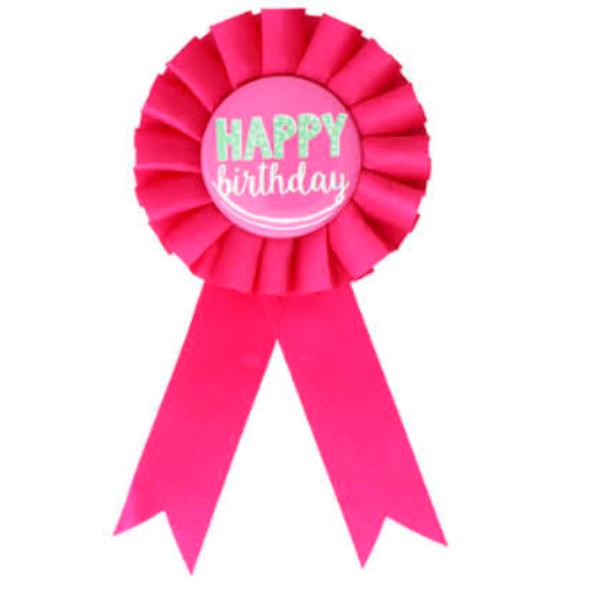 Pink Happy Birthfay Party Badge