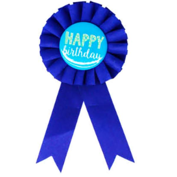 Blue Happy Birthfay Party Badge