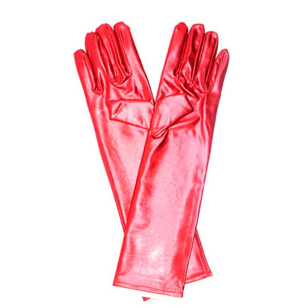 Red Metallic Long Gloves