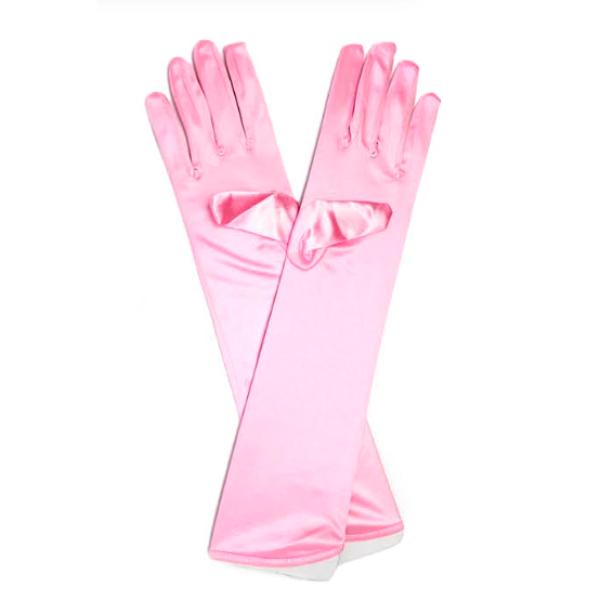 Satin Pink Long Gloves - 43cm