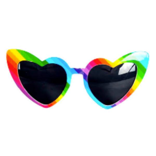 Rainbow Stripe Heart Party Glasses