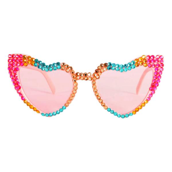 Rainbow Diamante Heart Party Glasses