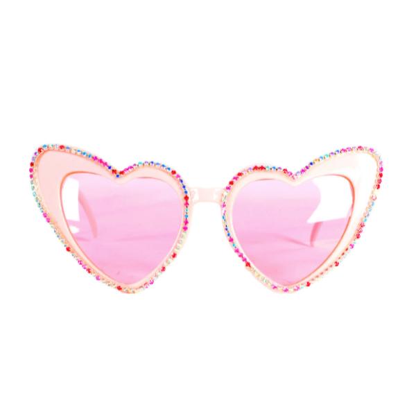 Pink Diamante Lining Heart Party Glasses