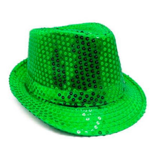 Dark Green Sequin Trilby Hat