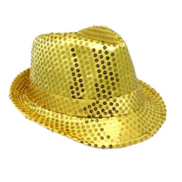 Gold Sequin Trilby Fedora Hat