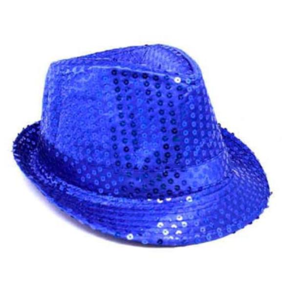 Blue Sequin Trilby Hat