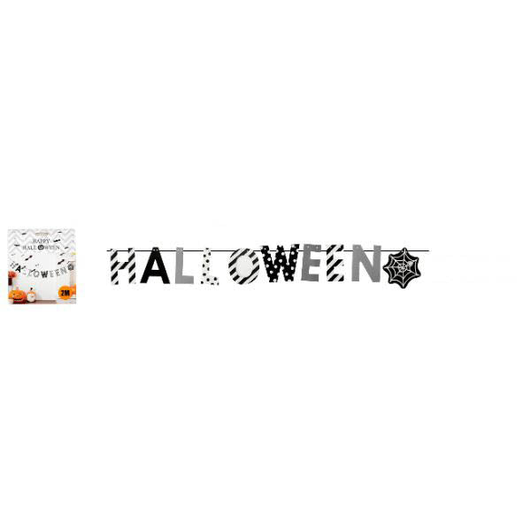 Halloween Black & White Paper Banner - 200cm