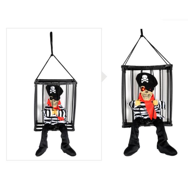 Animated Skeleton Pirate In Cage