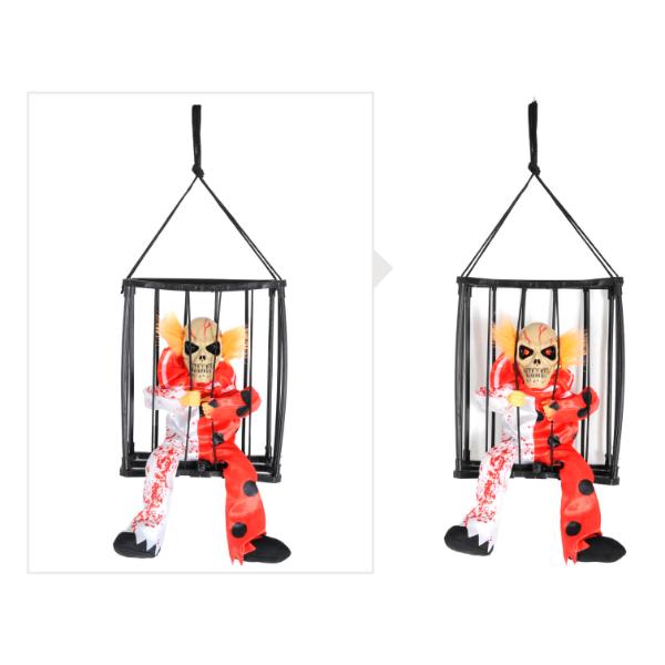 Animated Skeleton Clown In Cage