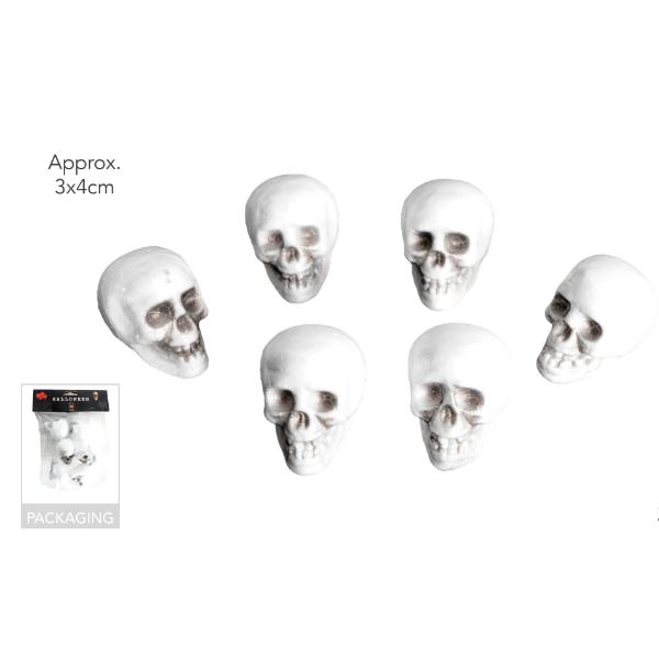 6 Pack Skull Decoration - 3cm x 4cm