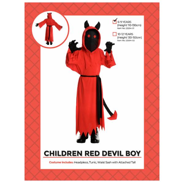 Children Red Devil Boy - 6 - 9 Years