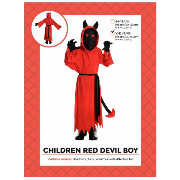 Children Red Devil Boy - 10 - 12 Years