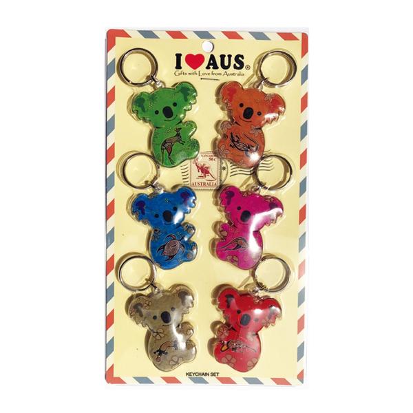 6 Pack Acrylic Koala Shape Keychain