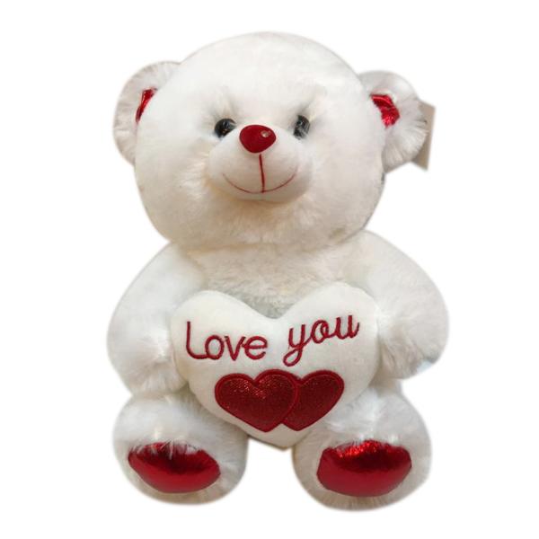 Red & White Plush Bear With Love You Heart - 20cm