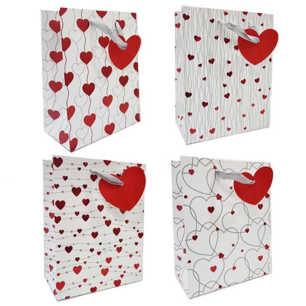 Assorted Valentines Love Heart Gift Bags - 32cm x 42cm x 11.5cm