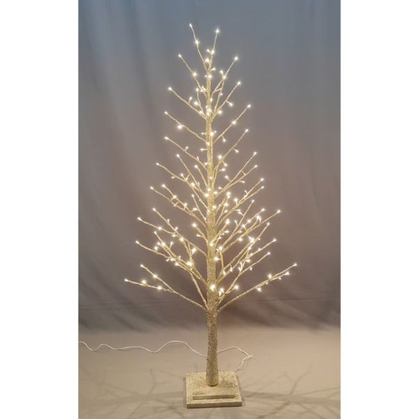 Champagne Glitter Warm White Led Paper Tree - 150cm