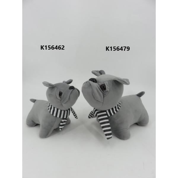 Grey Fabric Dog Door Stopper - 21cm x 10cm 17cm