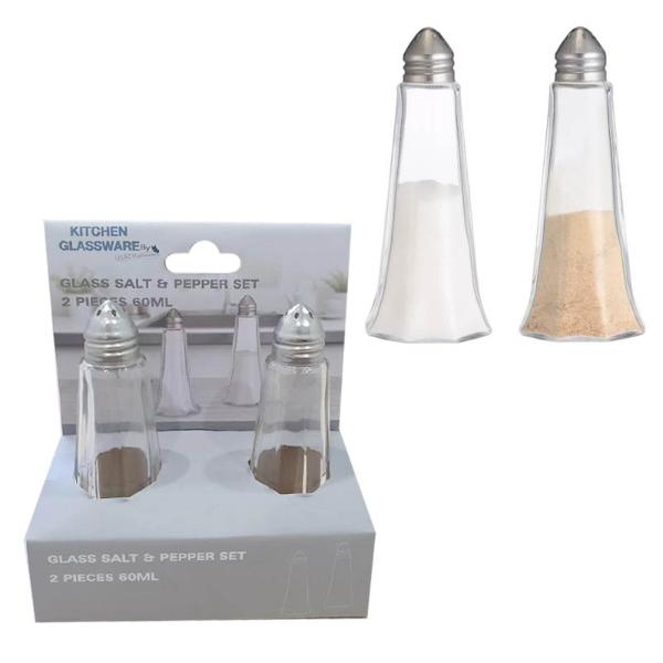 2 Pack Glass Salt & Pepper - 60ml