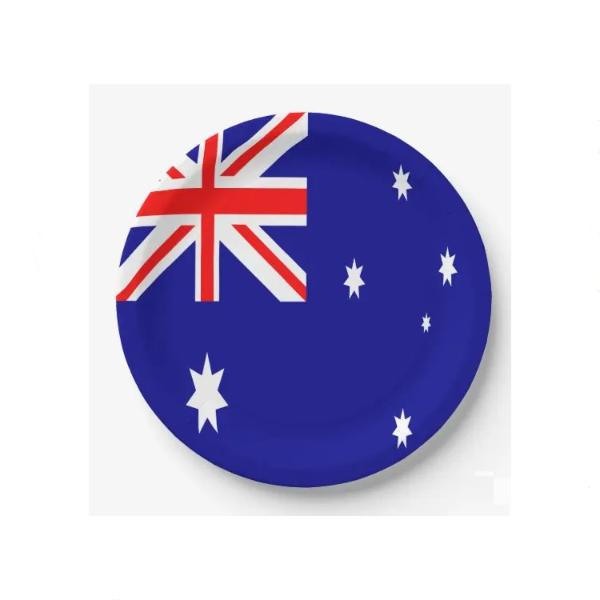 8 Pack Australia Flag Paper Plates - 22cm