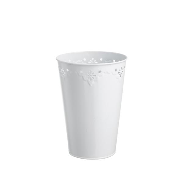 White Metal Pot - 10cm x 14cm x 20cm