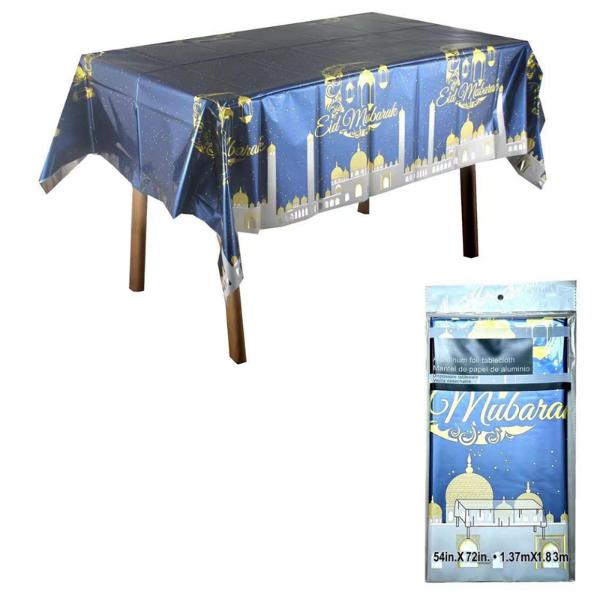 Blue Eid Mubarak Table Cloth - 137cm x 183cm