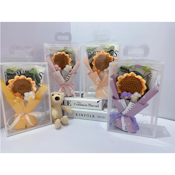 Assorted Knitted Valentines Sunflower Bouquet In A Box