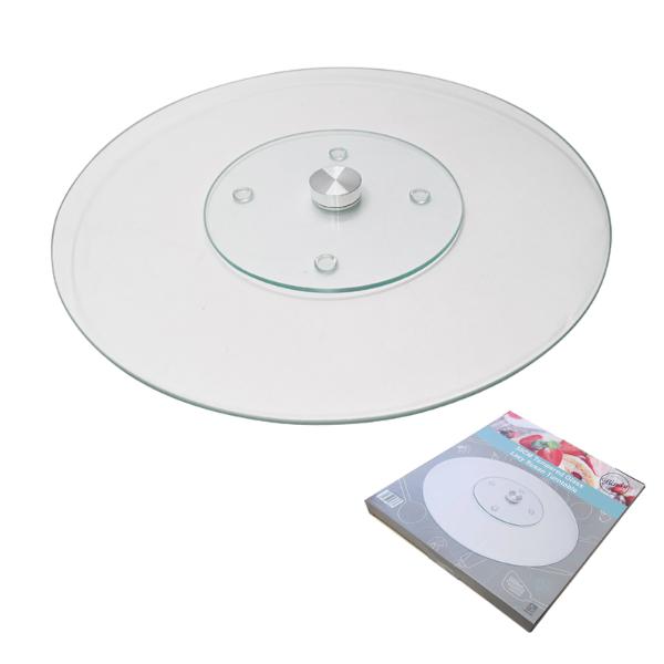 Glass Lazy Susan Cake Stand - 30cm x 30cm x 2.2cm