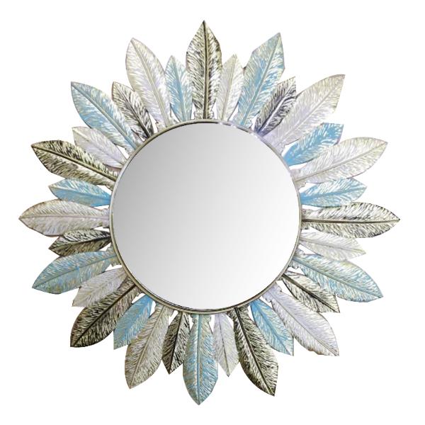 Metal Feather Wall Mirror - 20.5cm x 41cm