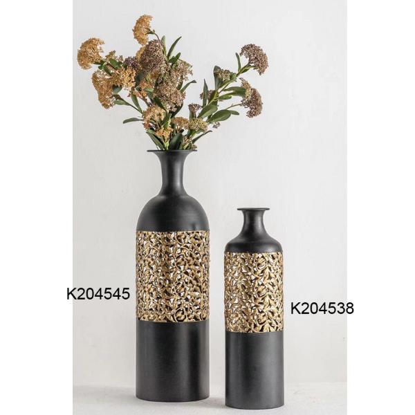 Black Metal Flower Vase - 52cm