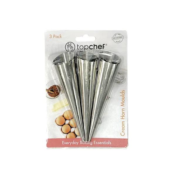 3 Pack White Stainless Steel Horn Moulds - 13.5cm x 3.2cm