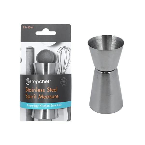 Silver Matte Finish Stainless Steel Spirit Measure - 25ml - 50ml