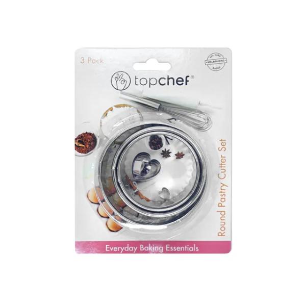 3 Pack Stainless Steel Round Pastry Cutter Set - 6cm - 8cm