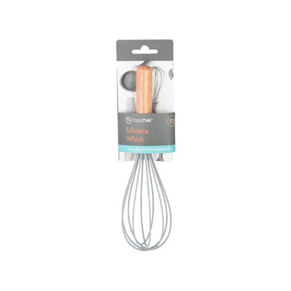 Grey Whisk Wit Wood Handle - 24cm
