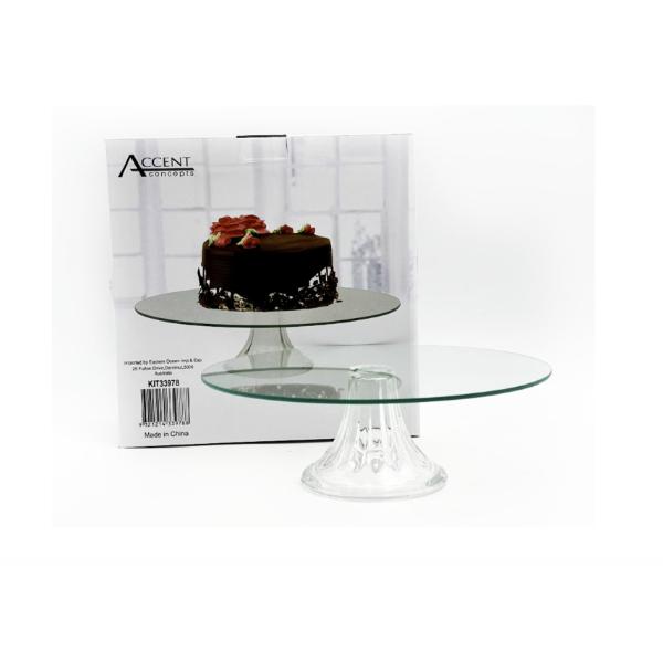 Glass Cake Stand With Gift Box - 25cm x 8.5cm