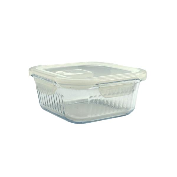 Square Borosilicate Glass Container With Lid - 800ml