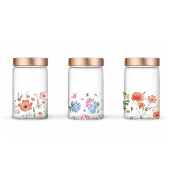 Meadow Bouquet Floral Glass Jar With Metal Lid